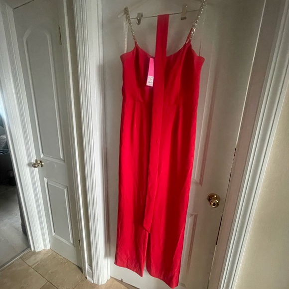 Lilly Pulitzer Zemira Sleeves Jumpsuit, Red, Size 12 - Picture 4 of 9